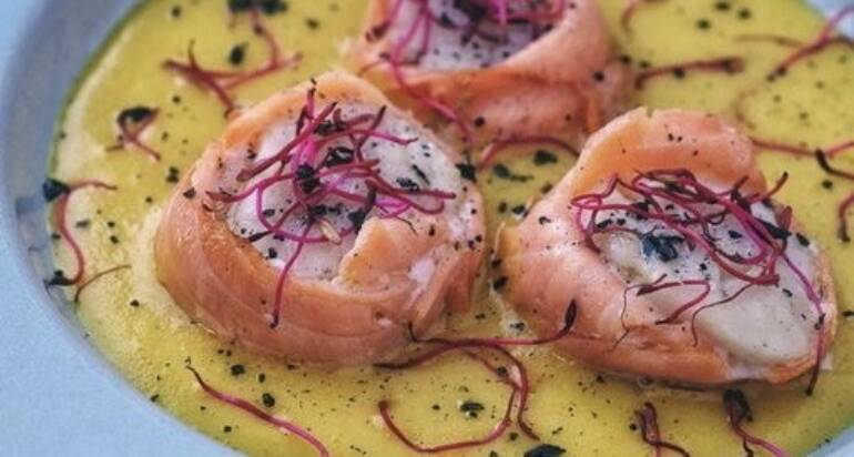 Capasanta e salmone