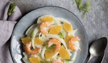 Code di gambero marinate con arance e finocchi